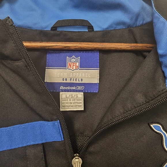 Vintage NFL Team Apparel Mens Size Large Black Blue Detroit Lions Jacket Coat - Picture 11 of 11
